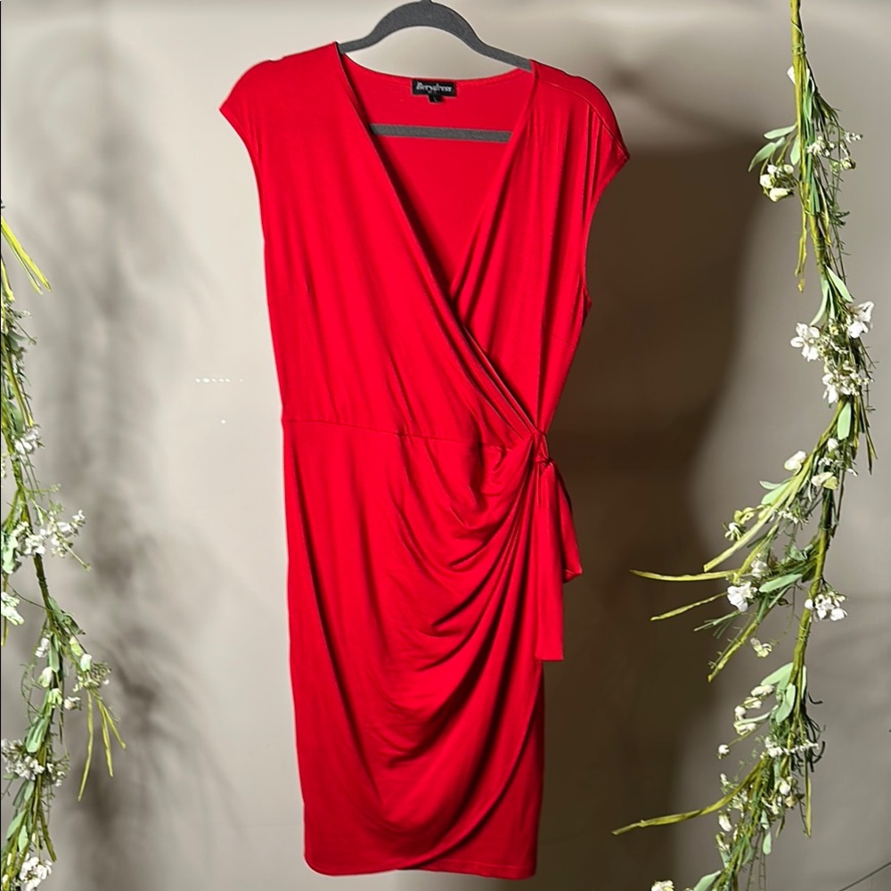 Angie Red Asymmetrical Ruched Cocktail Dress